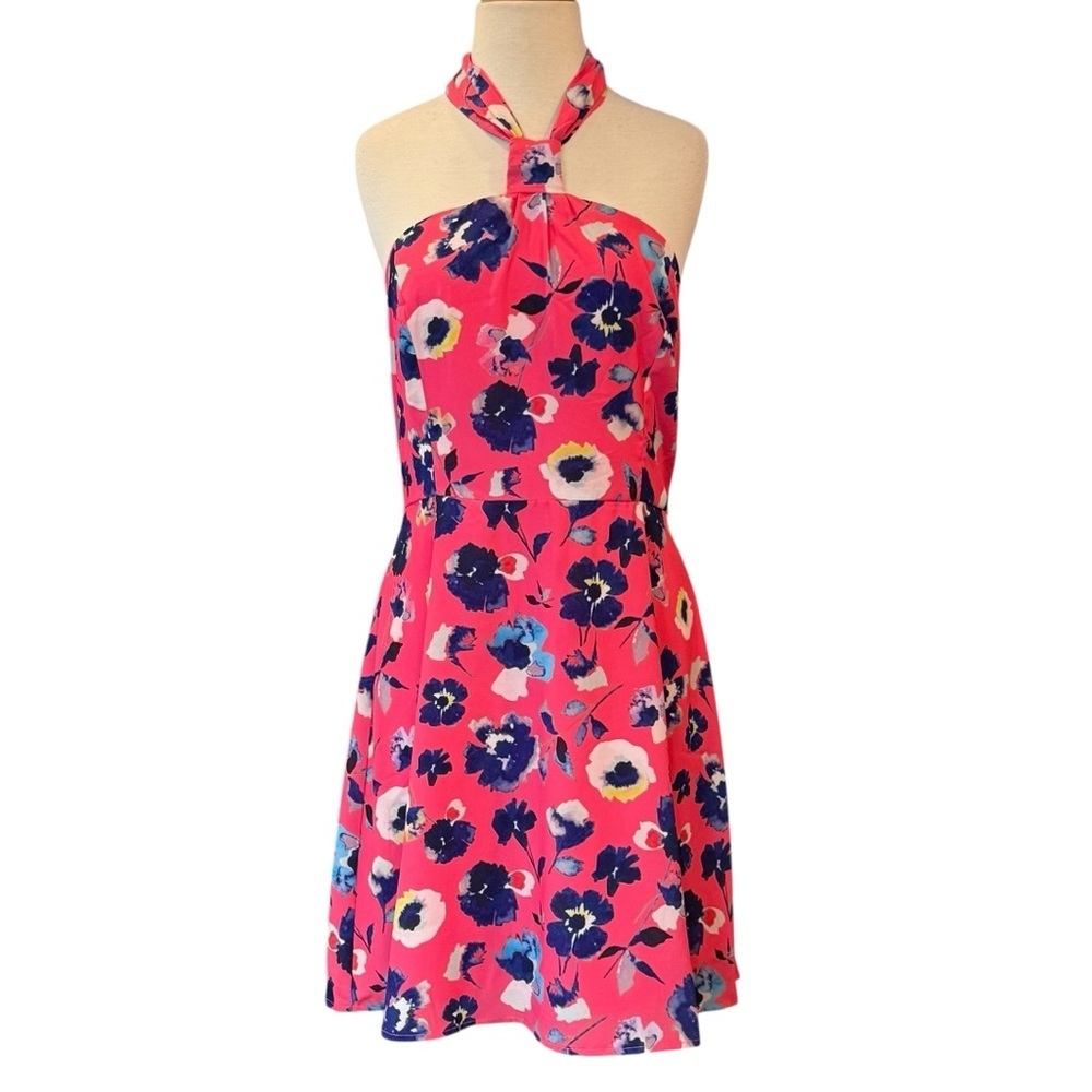 Hutch Kalena Halter Mini Dress Pink Multi Watercolor Floral Sizes 10, 12, 14 NWT